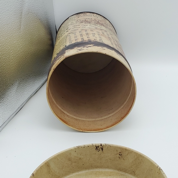 Last One! Food Safe Tin Canister Set Rustic Newsprint - Picture 3 of 6